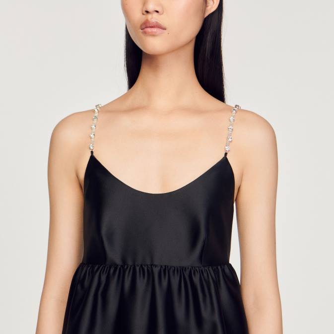 Sandro Paris naiset lyhyt babydoll mekko VLHP377 vaatteet musta