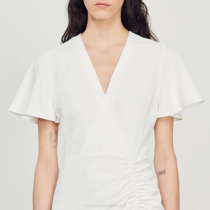 Sandro Paris naiset lyhyt crossover mekko VLHP397 vaatteet ekru