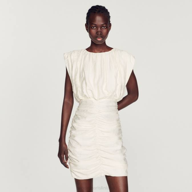 Sandro Paris naiset lyhyt draped mekko VLHP224 vaatteet ekru