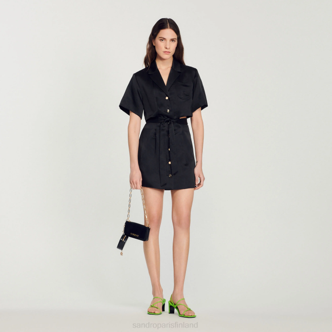 Sandro Paris naiset lyhyt harjakattoinen mekko VLHP322 vaatteet musta