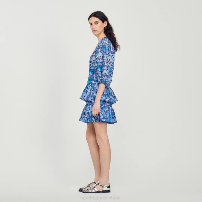 Sandro Paris naiset lyhyt huivikuvioinen mekko VLHP422 vaatteet sininen