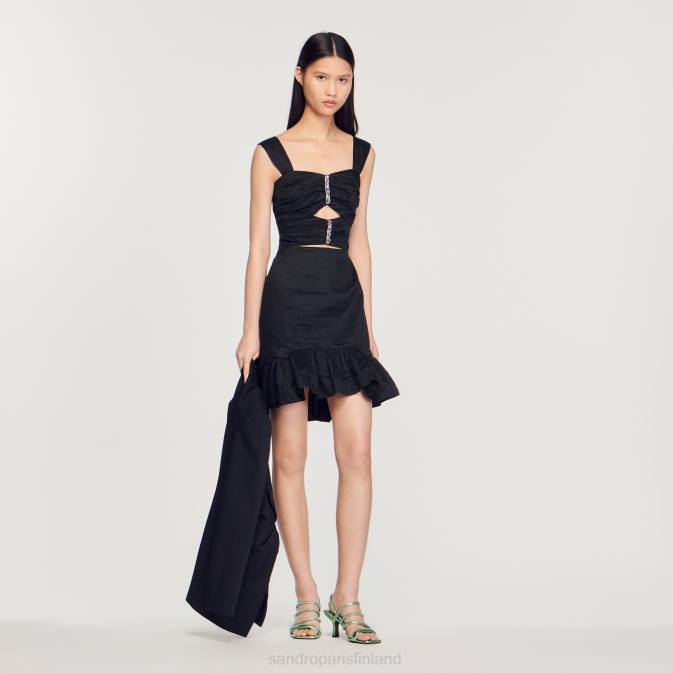 Sandro Paris naiset lyhyt mekko jalokivillä VLHP337 vaatteet musta