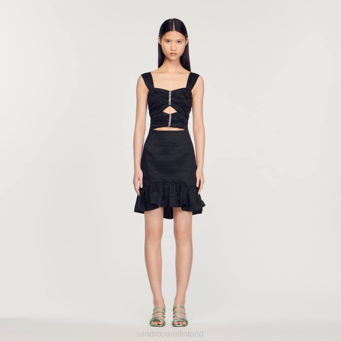 Sandro Paris naiset lyhyt mekko jalokivillä VLHP337 vaatteet musta