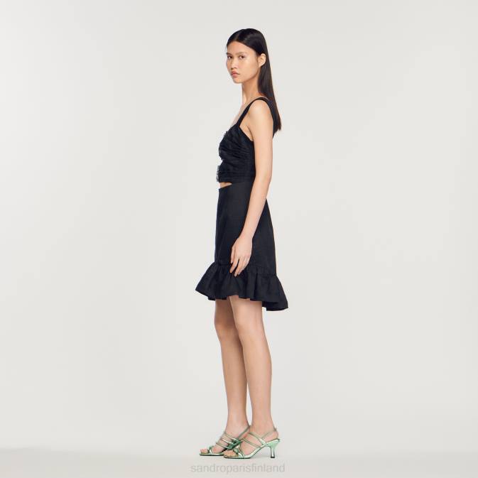 Sandro Paris naiset lyhyt mekko jalokivillä VLHP337 vaatteet musta