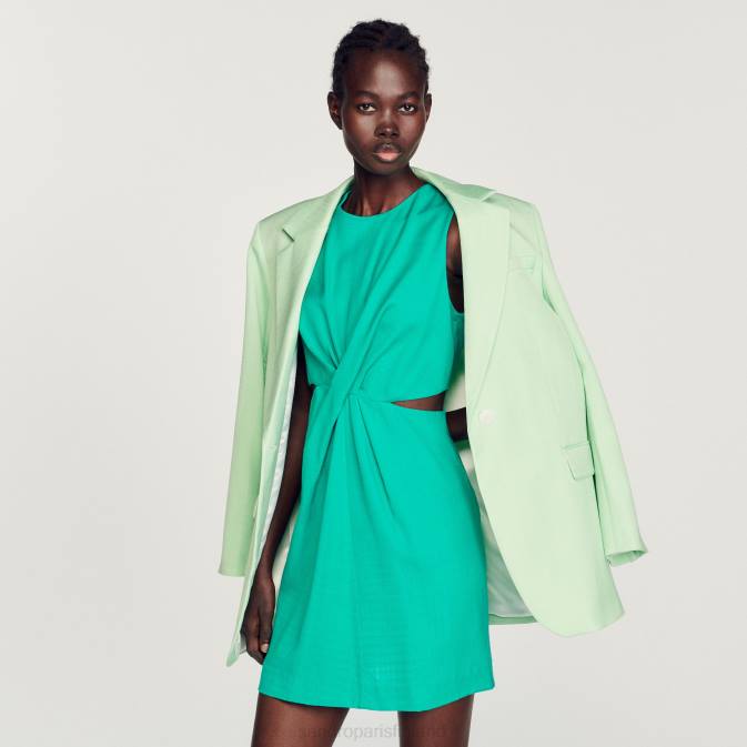 Sandro Paris naiset lyhyt mekko leikkauksilla VLHP417 vaatteet emuraude vihreä