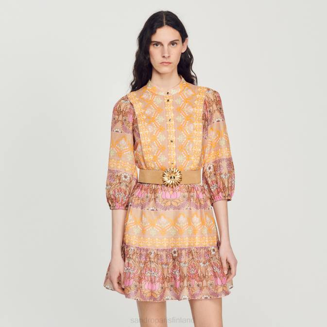 Sandro Paris naiset lyhyt mekko sekahuiviprintillä VLHP380 vaatteet beige