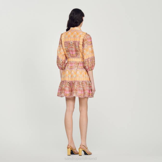 Sandro Paris naiset lyhyt mekko sekahuiviprintillä VLHP380 vaatteet beige