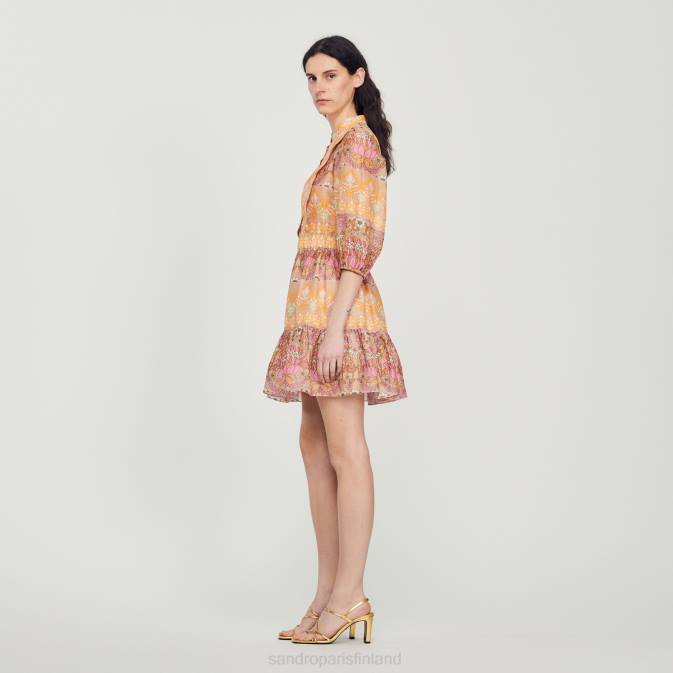 Sandro Paris naiset lyhyt mekko sekahuiviprintillä VLHP380 vaatteet beige