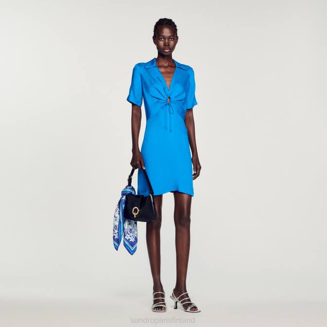 Sandro Paris naiset lyhyt mekko solmioilla VLHP328 vaatteet sininen