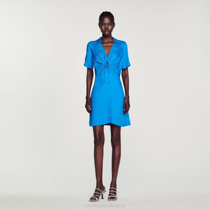 Sandro Paris naiset lyhyt mekko solmioilla VLHP328 vaatteet sininen