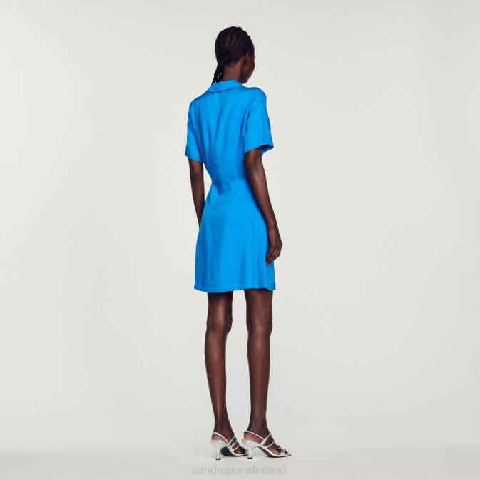 Sandro Paris naiset lyhyt mekko solmioilla VLHP328 vaatteet sininen