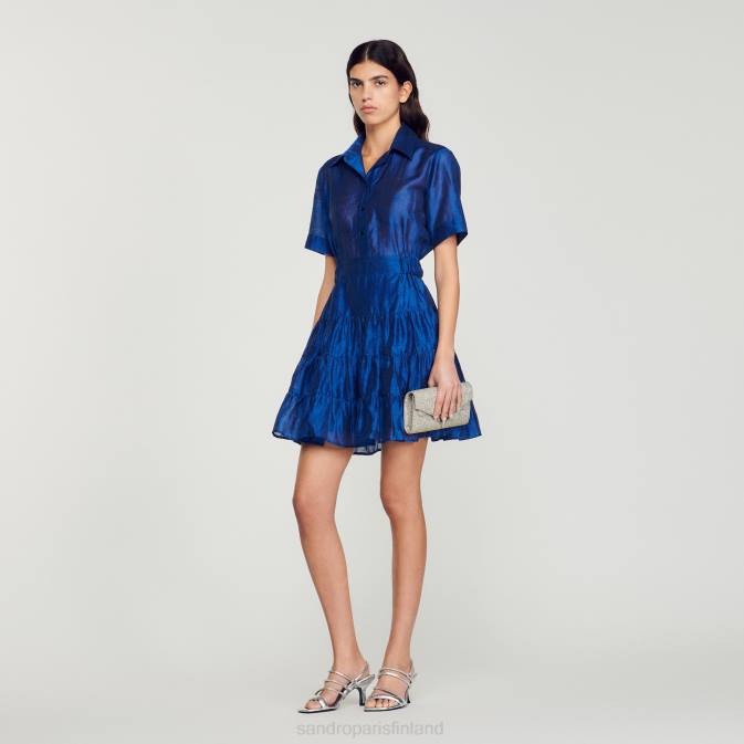 Sandro Paris naiset lyhyt röyhelöinen mekko VLHP113 vaatteet tummansininen