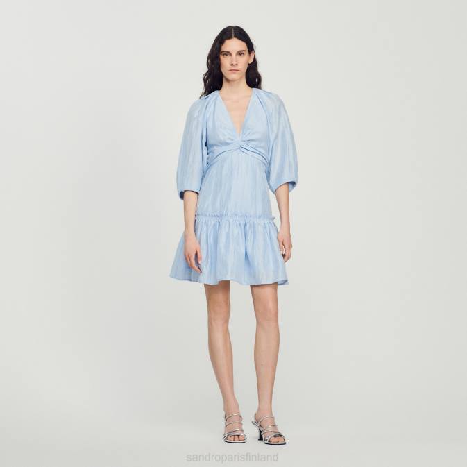 Sandro Paris naiset lyhyt rypytetty mekko VLHP364 vaatteet sininen