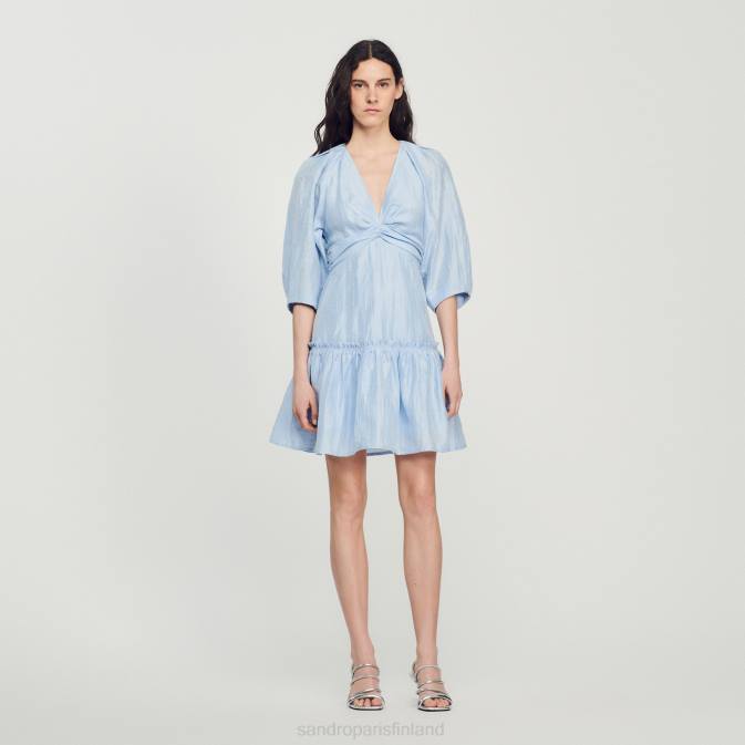 Sandro Paris naiset lyhyt rypytetty mekko VLHP364 vaatteet sininen
