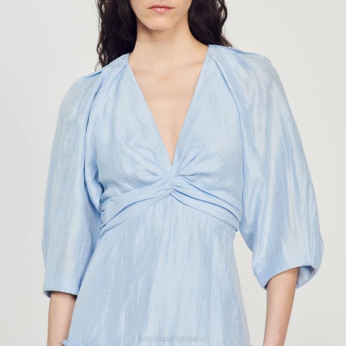 Sandro Paris naiset lyhyt rypytetty mekko VLHP364 vaatteet sininen