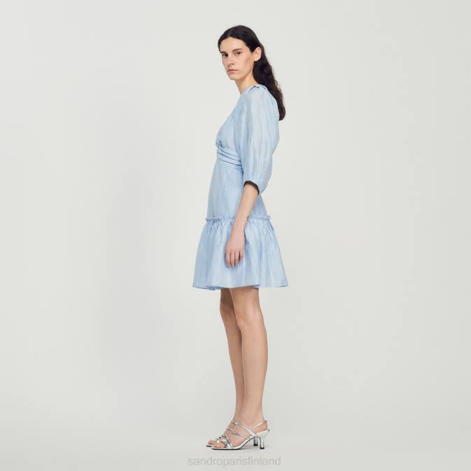 Sandro Paris naiset lyhyt rypytetty mekko VLHP364 vaatteet sininen