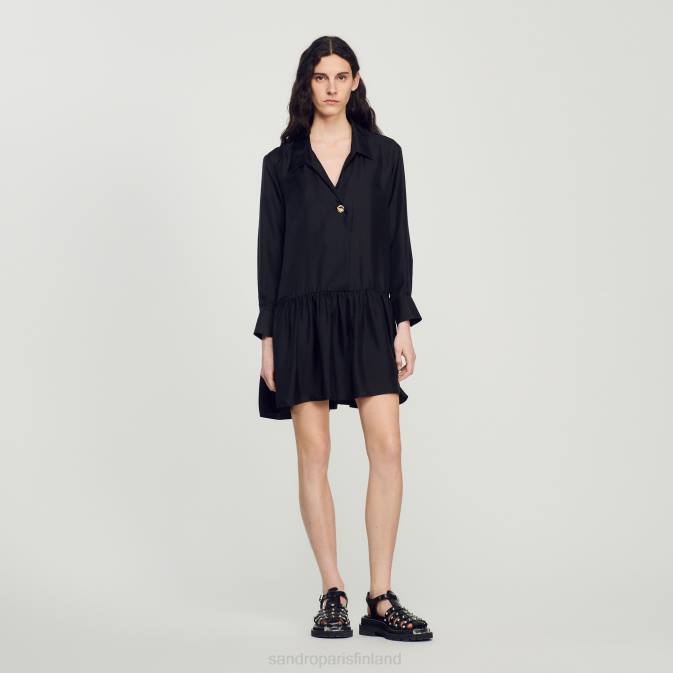 Sandro Paris naiset lyhyt silkkimekko VLHP334 vaatteet musta