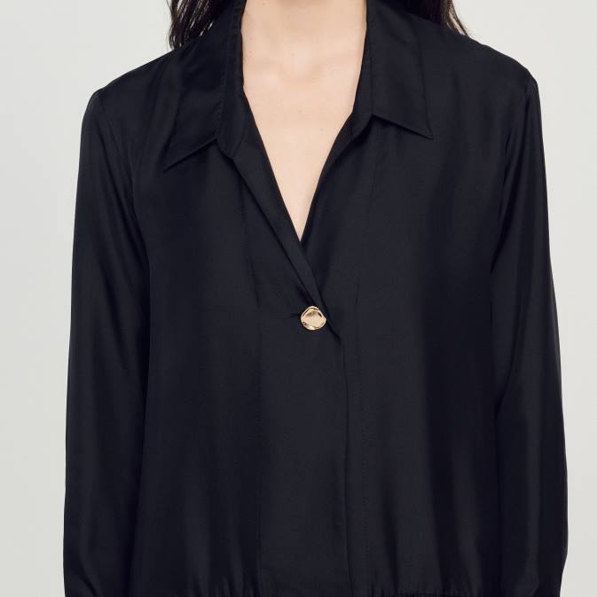 Sandro Paris naiset lyhyt silkkimekko VLHP334 vaatteet musta