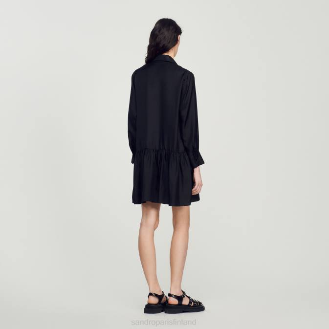 Sandro Paris naiset lyhyt silkkimekko VLHP334 vaatteet musta