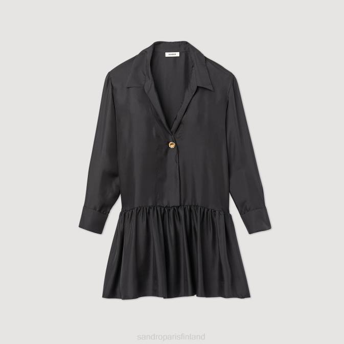 Sandro Paris naiset lyhyt silkkimekko VLHP334 vaatteet musta