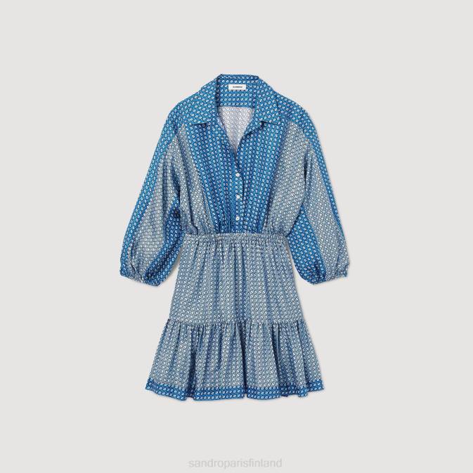 Sandro Paris naiset lyhyt solmioprinttimekko VLHP49 vaatteet sininen
