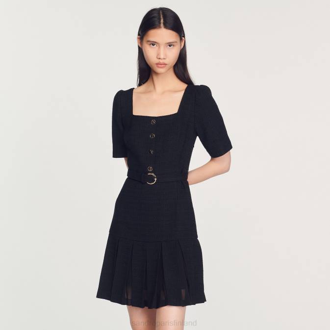 Sandro Paris naiset lyhyt tweed-mekko VLHP250 vaatteet musta