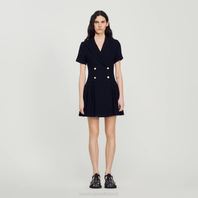 Sandro Paris naiset lyhyt tweed-takkimekko VLHP95 vaatteet musta