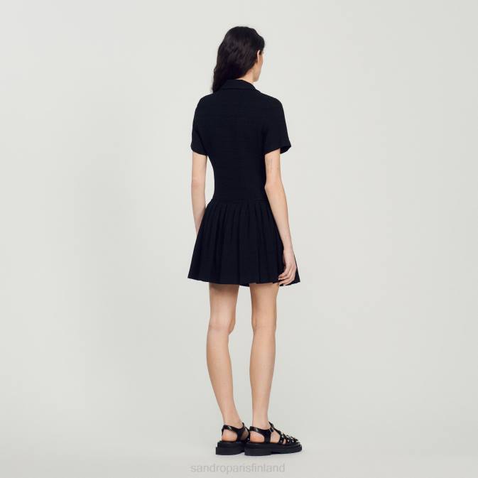 Sandro Paris naiset lyhyt tweed-takkimekko VLHP95 vaatteet musta