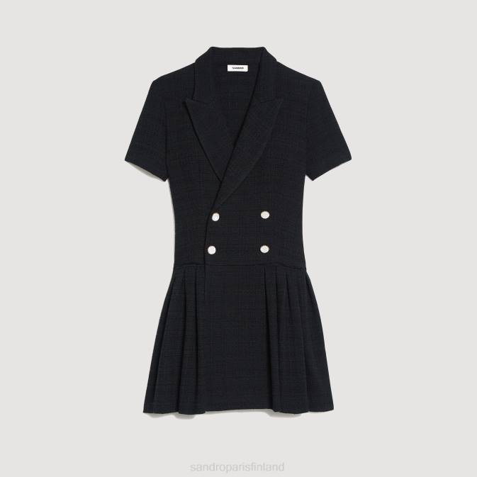 Sandro Paris naiset lyhyt tweed-takkimekko VLHP95 vaatteet musta