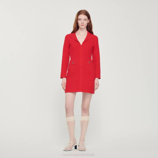 Sandro Paris naiset lyhyt tweed-vaikutteinen mekko VLHP436 vaatteet punainen
