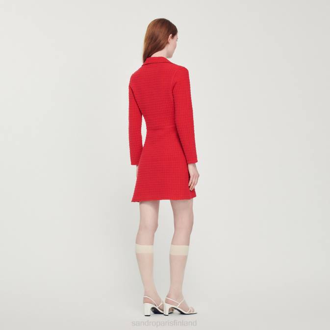 Sandro Paris naiset lyhyt tweed-vaikutteinen mekko VLHP436 vaatteet punainen