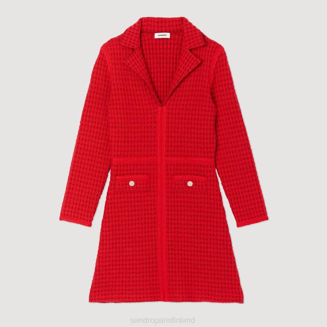 Sandro Paris naiset lyhyt tweed-vaikutteinen mekko VLHP436 vaatteet punainen