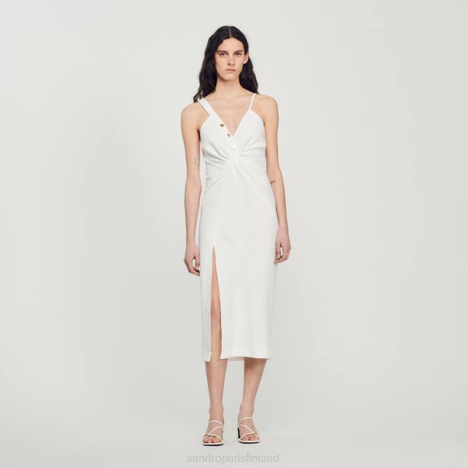 Sandro Paris naiset pitkä epäsymmetrinen mekko VLHP394 vaatteet ekru