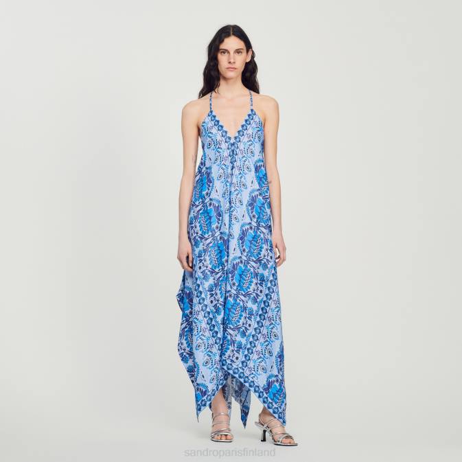 Sandro Paris naiset pitkä epäsymmetrinen mekko VLHP455 vaatteet sininen