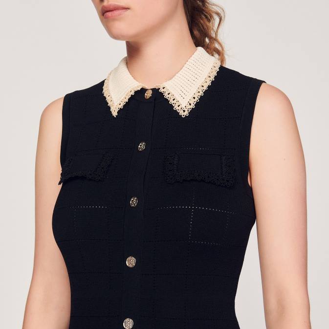 Sandro Paris naiset pitkähihainen mekko VLHP229 vaatteet musta