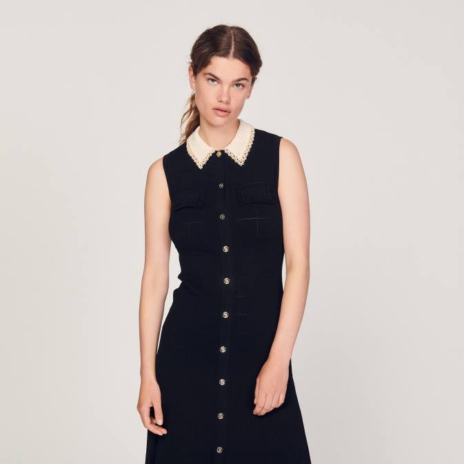 Sandro Paris naiset pitkähihainen mekko VLHP229 vaatteet musta