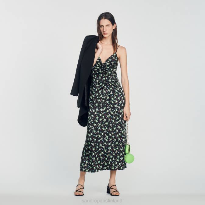 Sandro Paris naiset pitkä kukkainen mekko VLHP388 vaatteet musta