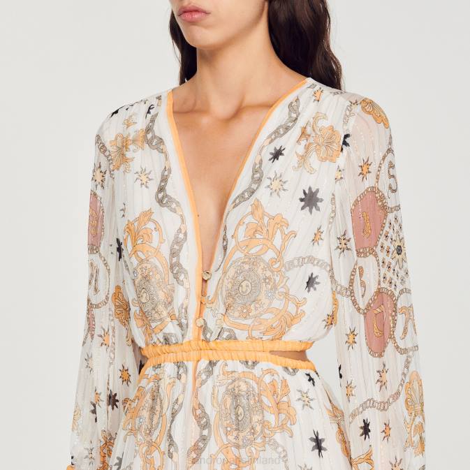 Sandro Paris naiset pitkä kukkainen mekko VLHP392 vaatteet ekru