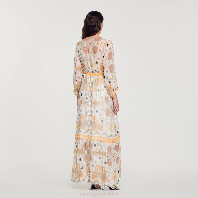 Sandro Paris naiset pitkä kukkainen mekko VLHP392 vaatteet ekru