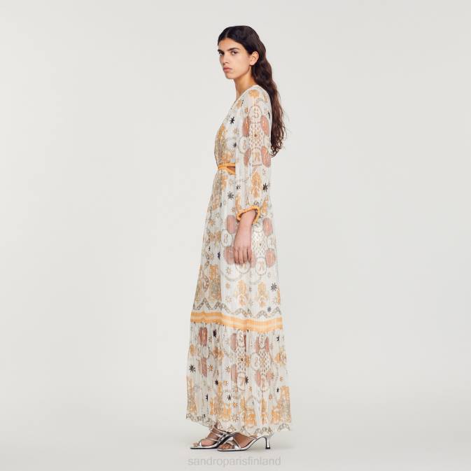Sandro Paris naiset pitkä kukkainen mekko VLHP392 vaatteet ekru