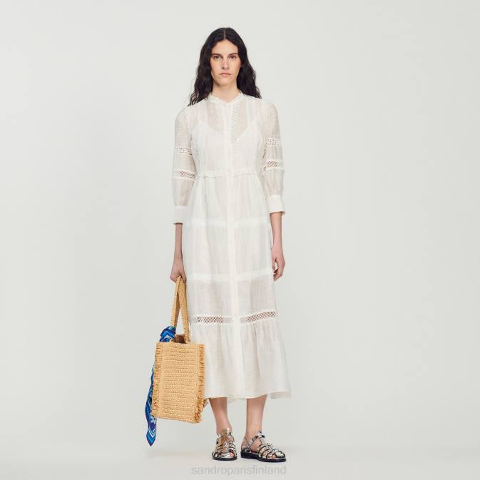 Sandro Paris naiset pitkä pitsinen mekko VLHP418 vaatteet ekru