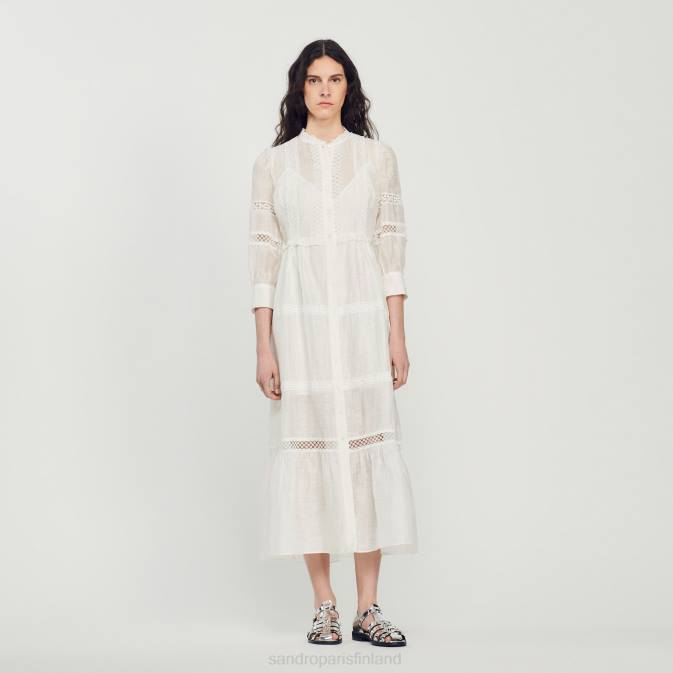 Sandro Paris naiset pitkä pitsinen mekko VLHP418 vaatteet ekru