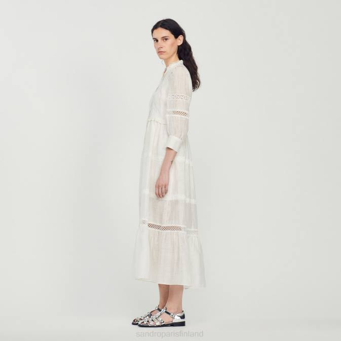 Sandro Paris naiset pitkä pitsinen mekko VLHP418 vaatteet ekru