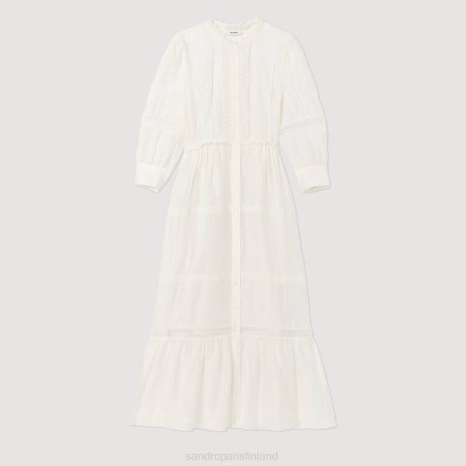 Sandro Paris naiset pitkä pitsinen mekko VLHP418 vaatteet ekru