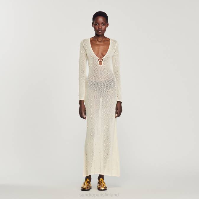 Sandro Paris naiset pitkä verkkopaljettimekko VLHP122 vaatteet ekru