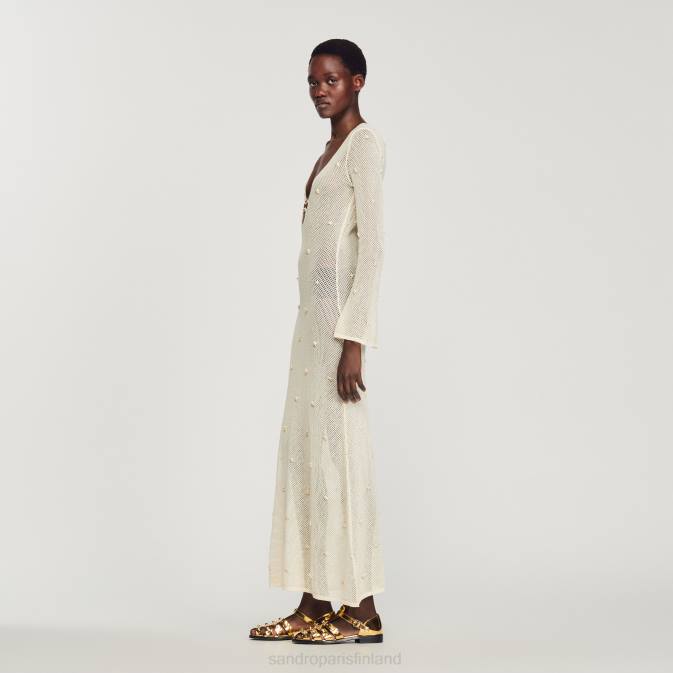 Sandro Paris naiset pitkä verkkopaljettimekko VLHP122 vaatteet ekru