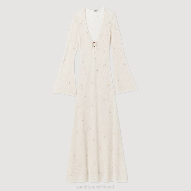 Sandro Paris naiset pitkä verkkopaljettimekko VLHP122 vaatteet ekru