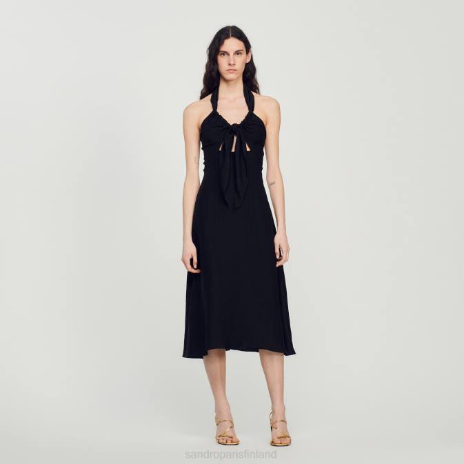 Sandro Paris naiset sidottu selkänojaton mekko VLHP206 vaatteet musta