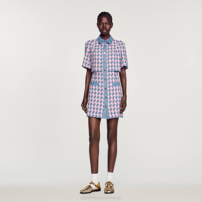 Sandro Paris naiset tweed mekko VLHP267 vaatteet violetti/sininen