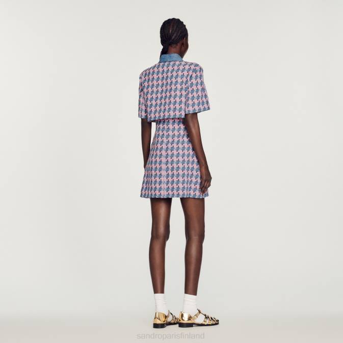 Sandro Paris naiset tweed mekko VLHP267 vaatteet violetti/sininen